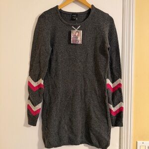 NWT Hottotties Cozy Sweater Dress gray pink women M wool blend
